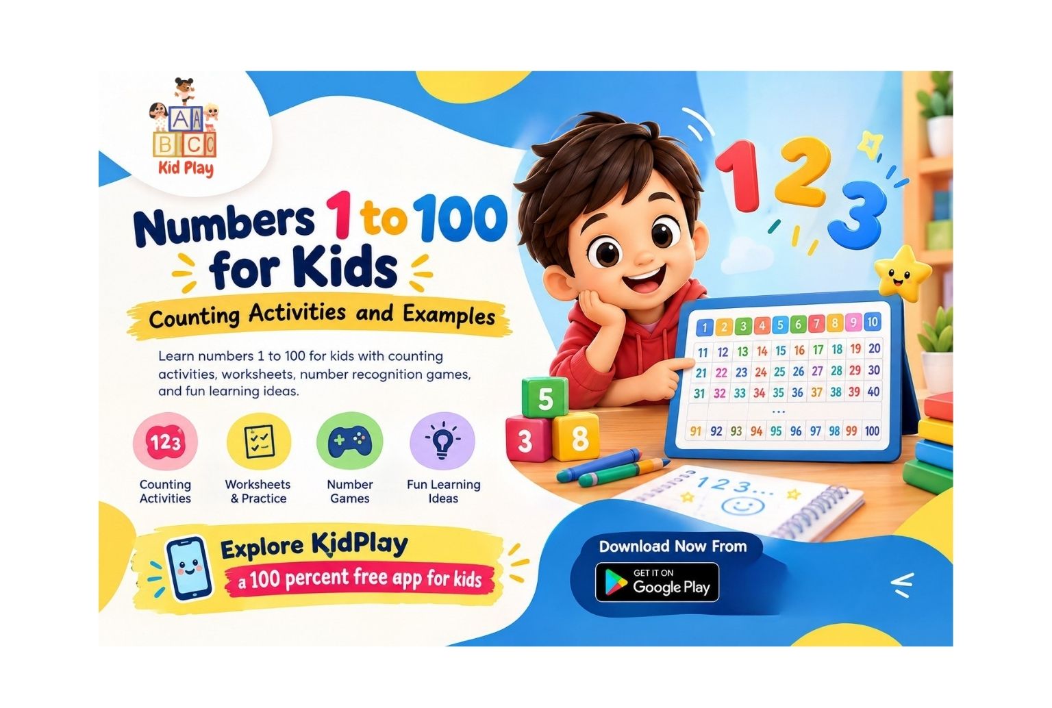 Numbers 1 to 100 for Kids: Counting Activities and Examples